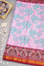 Designer Tussar Pink Saree with Patola fusion