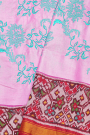 Designer Tussar Pink Saree with Patola fusion