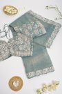 Designer Tissue Ice Blue Saree