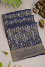 Mysore Crepe Navy Blue Saree