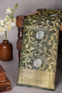 Designer Organza Dark Grey Saree