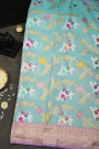 Banarasi Organza Sea Blue Saree