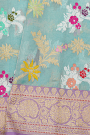 Banarasi Organza Sea Blue Saree