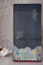 Designer Tussar Dark Grey Saree