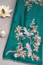 Designer Tussar Peacock Green Saree