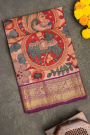 Kancheepuram Silk Baby Pink Kalamkari Saree