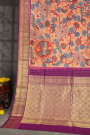 Kancheepuram Silk Baby Pink Kalamkari Saree