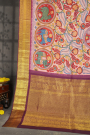 Kancheepuram Silk Baby Pink Kalamkari Saree