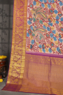 Kancheepuram Silk Baby Pink kalamkari Saree