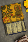 Kancheepuram Silk Yellow Kalamkari Saree