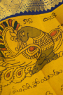 Kancheepuram Silk Yellow Kalamkari Saree