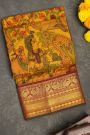 Kancheepuram Silk Yellow Kalamkari Saree