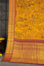 Kancheepuram Silk Yellow Kalamkari Saree