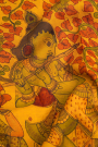 Kancheepuram Silk Yellow Kalamkari Saree