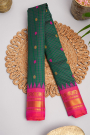 Gadwal Silk Bottle Green Saree