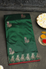 Banarasi Kathan Silk Bottle Green Saree