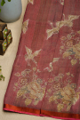 Designer Organza Maroon Saree