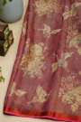 Designer Organza Maroon Saree