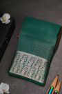 Mysore Crepe Bottle Green Saree