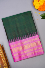 Gadwal Silk Bottle Green Saree
