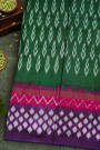 Ikkat Silk Bottle Green Saree